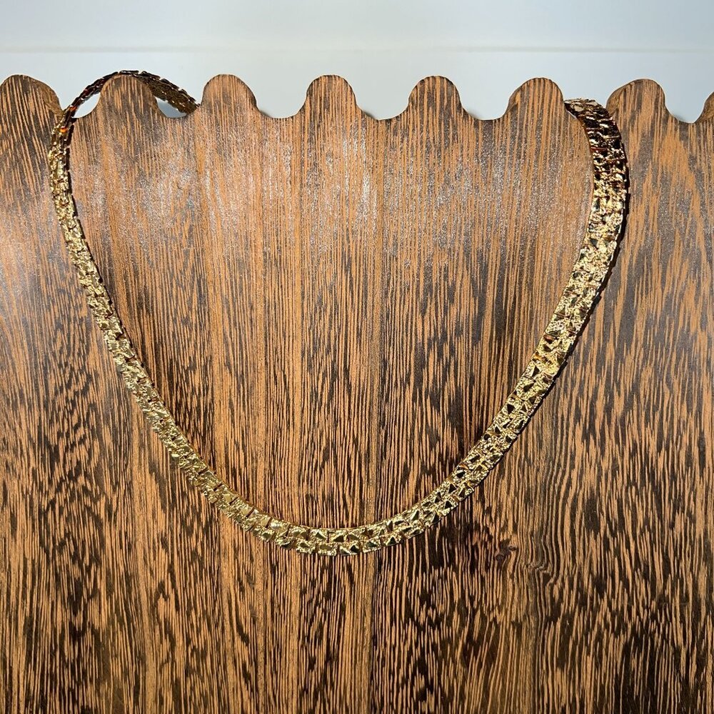 Gold-Tone Faux Gold Chain Necklace With Textured Link Design For Women